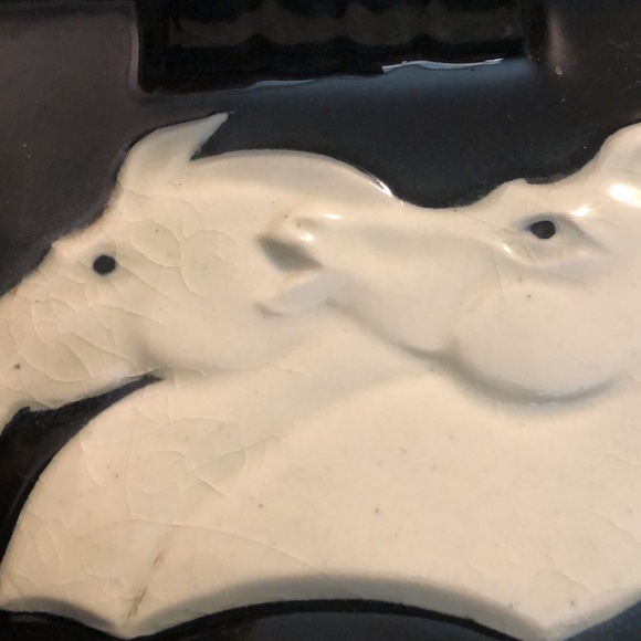 Vintage Dual Horse Head White Stallion Glazed Ceramic Ashtray - Picture 5 of 7
